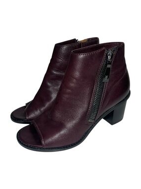 Frye Brielle Zip Peep Bootie Women’s‎ 6.5 US Wine Leather Heels